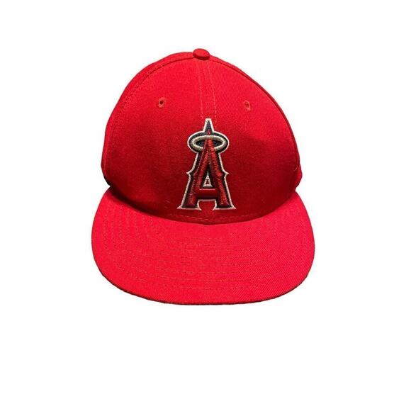 Los Angeles Angels New Era 59Fifty Men's Red Fitted Baseball Hat Size 7 - Picture 1 of 10